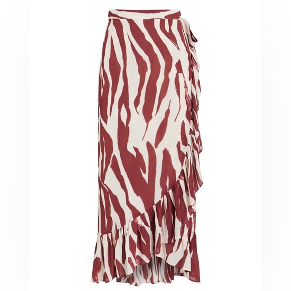 Anine Bing Lucky Wrap Skirt- Red Zebra (15) - Picture 2 of 15